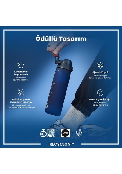 Ion8 - İnce Suluk - Koyu Mavi - 500 Ml - Sızdırmaz - Bpa İçermeyen