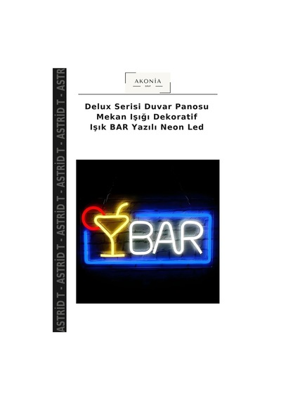 Delux Serisi Duvar Panosu Mekan Işığı Dekoratif Işık Bar Yazılı Neon Led Çok Renkli