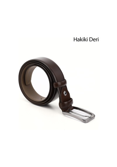 Gönderi(R) Gönderi R Kahve Antik Hakiki Deri 3,5 Cm Klasik Kemer Kahve