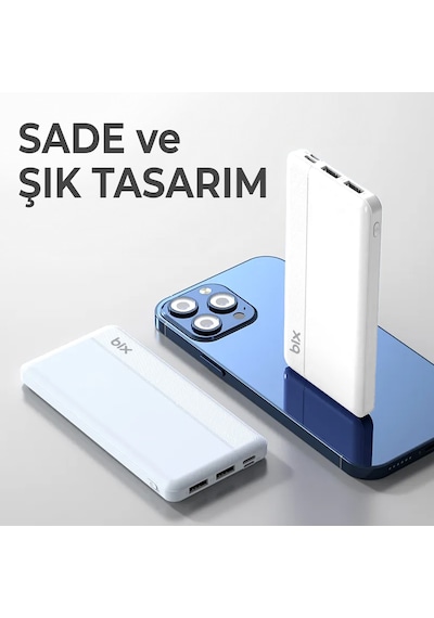 Bix Bxpb108 10000mah Çift Usb-a Çıkışlı Portatif Powerbank Beyaz