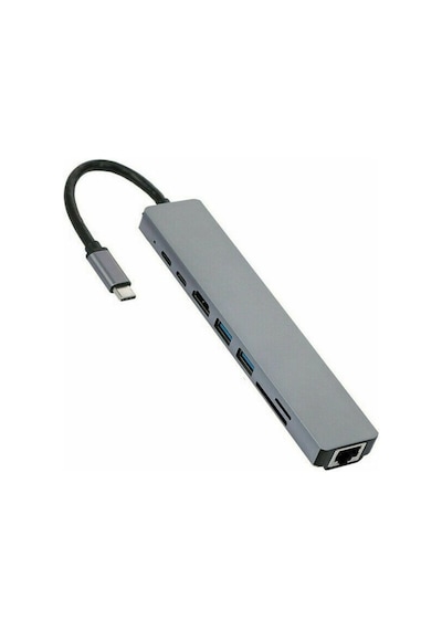 Alfais 4681 Type C To Hdmi Usb Sd Microsd 8In1 Ethernet Çevirici