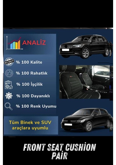Sırt Dayamalı Araba Koltuk Minderi Ön İkili Set Siyah Gri