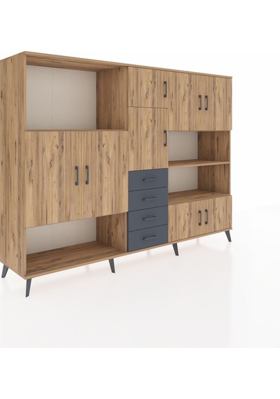 Hyperion Dolap 9 Raflı 4 Çekmeceli 8 Kapaklı 220x44x163 Çam-çam/a Çam-çam/antrasit Hyperion Dolap 9 Raflı 4 Çekmeceli 8 Kapaklı 220x44x163 Çam-çam/a Çam-çam/antrasit
