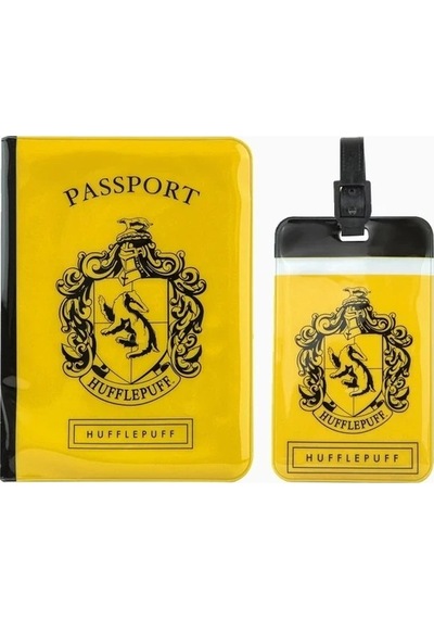Cinereplicas Harry Potter Hufflepuff Pasaport Kılıfı Ve Valiz Etiketi Seti Kartlık Cüzdan Sarı