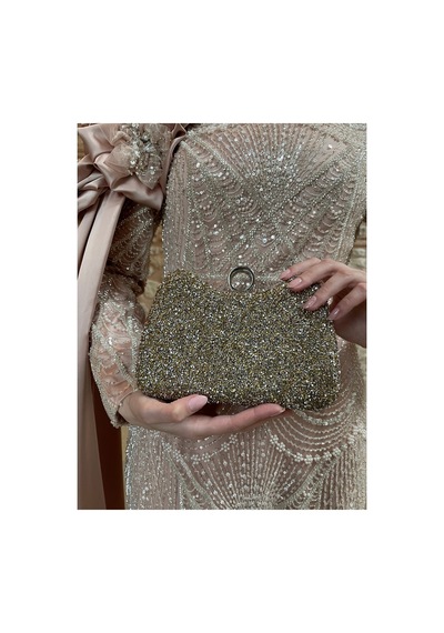 Bukawear Büka Kadın Gold Kaplamalı Taşlı Parmak Geçmeli Şık Abiye Çanta Gold - 692755073 Gold