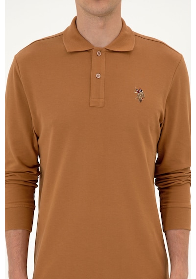 U.S. Polo Assn. Erkek Regular Fit Polo Yaka Camel Basic Sweatshirt 50313772-VR233