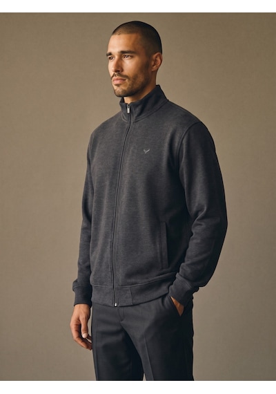 Maccali Erkek Gri Büyük Beden Pamuklu Fermuarlı Sweatshirt