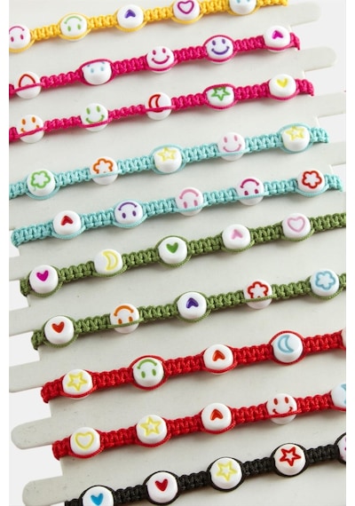 Emoji Makrome Örgülü Bileklik Sarı