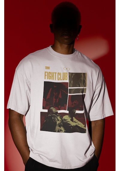 1999 Efsane Film Fight Club Tyler Durden Ön Baskılı Unisex Oversi Beyaz