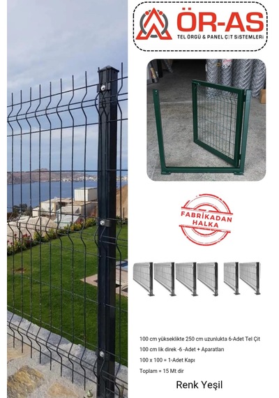 Panel Çit Takım 100 Cm Yükseklik 15 Mt Uzunluk 100 X 100 Kapı -