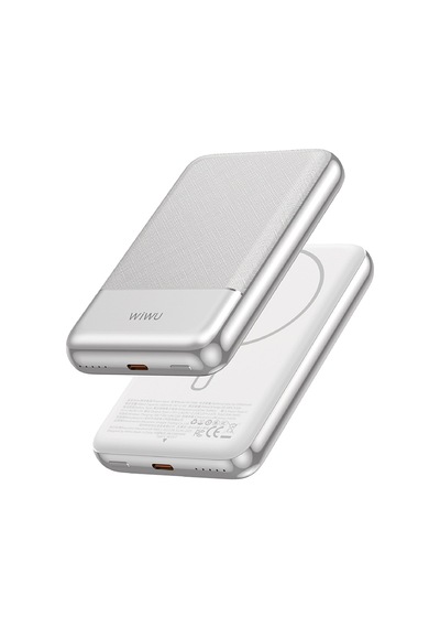 Wiwu Wi-p089 Led Işık Göstergeli Pd 20w Kablosuz Powerbank 10.000mah 15w Gümüş Gümüş