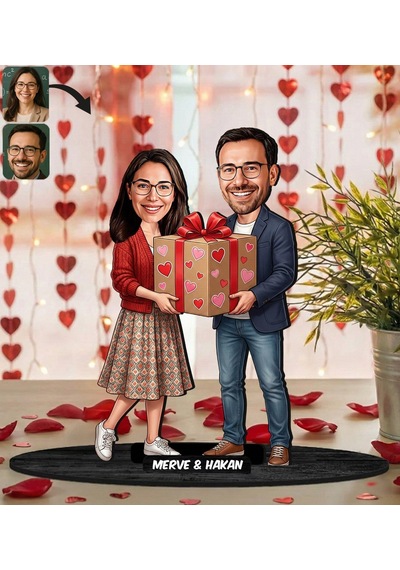 Bk Gift Kişiye Özel Sevgili Karikatürlü Ahşap Biblo -17, Fotoğraftan Karikatür, Sevgililer Günü Hediyesi, Ev Hediyesi Kobitmeyencom36344 Bk Gift