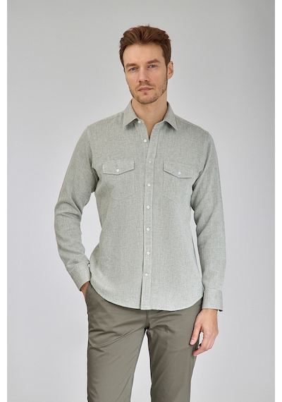 Bisse Sp Yaka Regular Fit Uk Gömlek Çift Cep Yeşil Gmktn3sp224007 D47 Yeşil