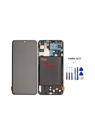 Tkgz Samsung Galaxy Uyumlu A70 - Sm-a705 Lcd Ekran Dokunmatik Service Pack Lcd - Full Çıtalı + Tamir Seti
