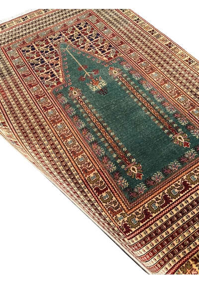 El Dokuma Sıfır Bünyan Halısı Seccade 118x185 Su Yeşili Namazlık
