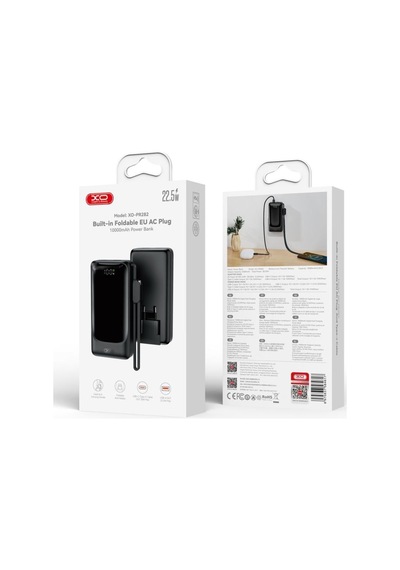 Özel Tasarım Xo Pr282 10000mah 22.5w Powerbank Ve Eu Prizli Pratik Cihaz Seyahat Ürünü Ofis Gereci Çok Renkli