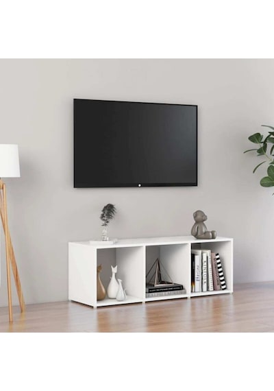 Kitaplık Televizyon Sehpası Ünitesi Beyaz 3 Raflı 30 Cm Beyaz