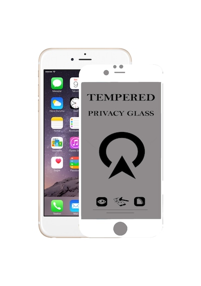 Apple Uyumlu   iPhone 8 ile Tam Kaplayan Privacy Hayalet Temperli Ekran Koruycu Cam Beyaz