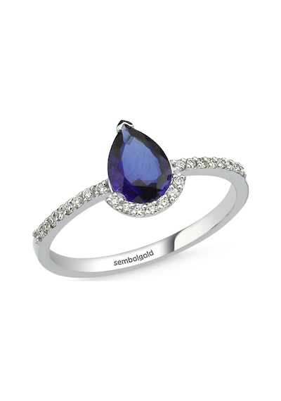 1.05 Karat Pırlanta Safir Yüzük F - Vs2 Beyaz Altın 377236493