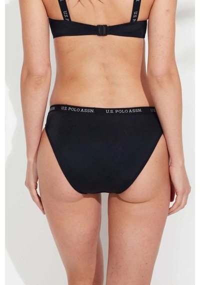 U.S. Polo Assn. Kadın Siyah Kalın Kenarlı Lastikli Bikini Alt Siyah