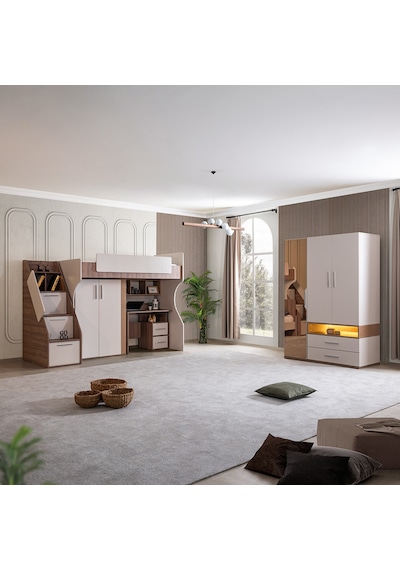 Ranza, Milano Genç Odası Takımı Dolaplı Çalışma Masalı Modern Ranza + Üç Kapaklı Modern Dolap 90 X 190 CM Ranza, Milano Genç Odası Takımı Dolaplı Çalışma Masalı Modern Ranza + Üç Kapaklı Modern Dolap 90 X 190 CM