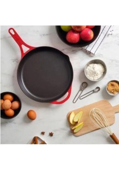 Potart 28 Cm Yuvarlak Düz Tava Parlak Kırmızı Kırmızı