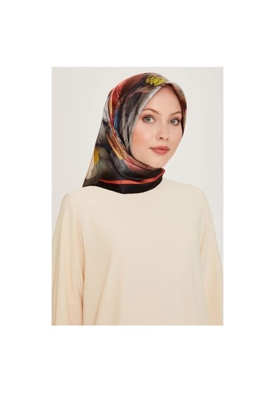 Armine Nostalji Sura İpek Eşarp Ist 9211-83 Siyah Çiçek Desen