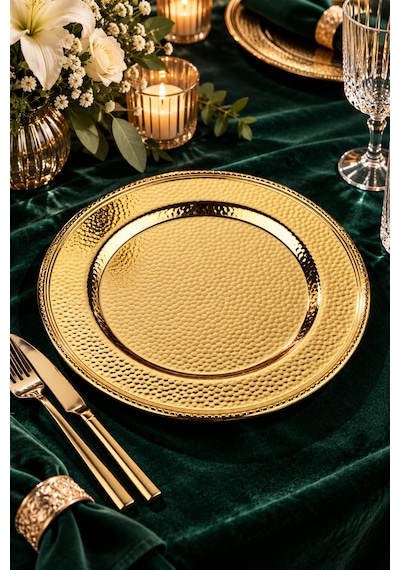 6'lı Gold Paslanmaz Çelik Supla Seti 33 Cm Amerikan Servis Ve Sunum Altlığı Altın - 941833453 Altın