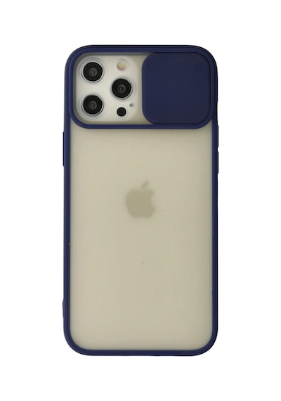 Apple iPhone Uyumlu,  12 Pro Max Kılıf Palm Buzlu Kamera Sürgülü Silikon - Lacivert