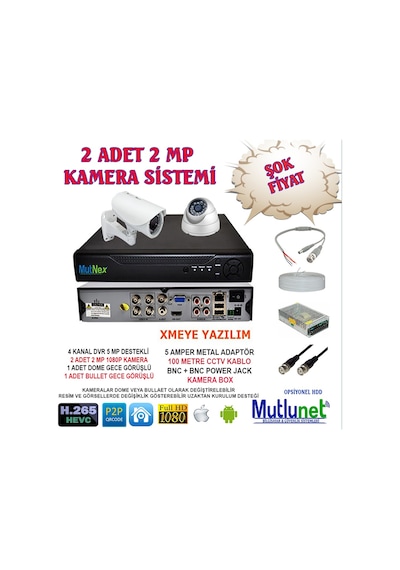 2 Adet 2 Mp Kamera Set