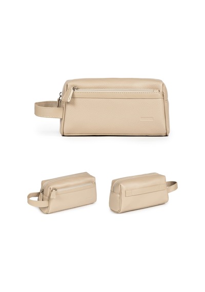 Mussen Unisex El Çantası Dopp Kit - Günlük & Traş Bakım & Makyaj Duş Çantası - 23x11x8cm Krem Krem