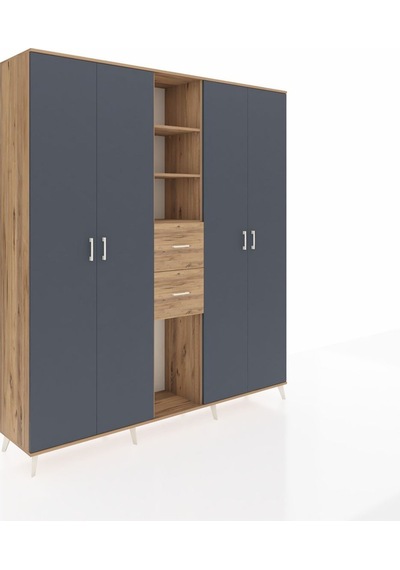 Hyperion Dolap 15 Raflı 2 Çekmeceli 4 Kapaklı 220x44x243 Çam-antrasit/çam Antrasıt/atlas Çam Hyperion Dolap 15 Raflı 2 Çekmeceli 4 Kapaklı 220x44x243 Çam-antrasit/çam Antrasıt/atlas Çam