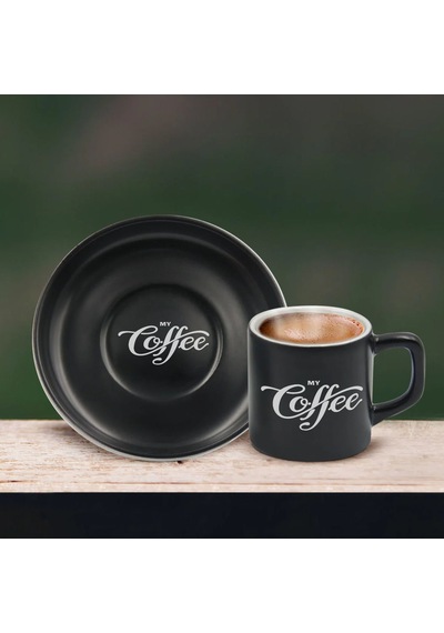 Bk Gift Kişiye Özel Coffe Tasarımlı Siyah Renk Türk Kahvesi Fincanı-4, Arkadaşa Hediye, Sevgiliye Hediye, Yıl Dönümü Hediyesi