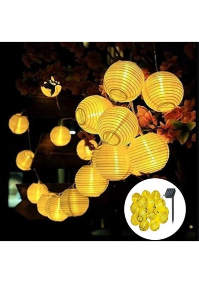 20 Led 3 Metre Güneş Enerjili Japon Feneri 8 Mod Led Bahçe Teras