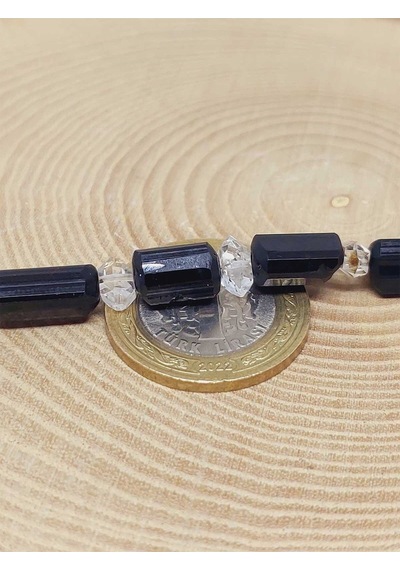 Turmalin & Herkimer Kuvars Taşı Ham Parçalar Otantik Kolye 51328 Çok REnkli