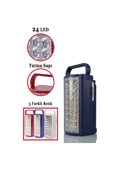 24 Led Ultra Güçlü Şarjlı Işıldak Powerbank El Feneri Kamp Masa Kafa Avcı Piknik Çadır Lambası Karışık