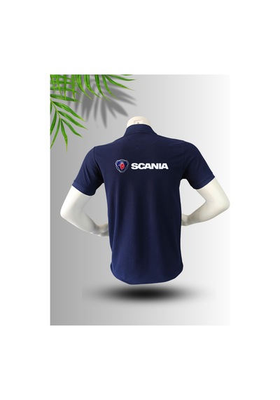 Frooy Scania Logo Baskılı Polo Yaka Pamuklu T-shirt Lacivert