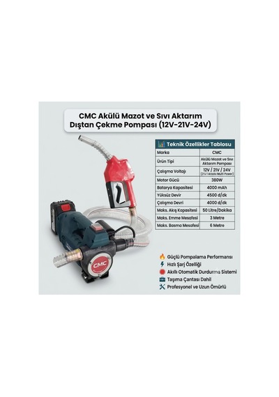 Cmc Akülü Mazot Ve Sıvı Aktarım Dıştan Çekme Pompa 12v-21v-24v