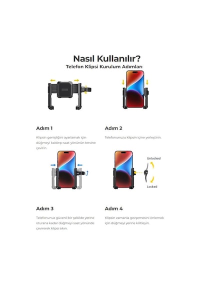 Lamicall Motosiklet Ve Bisiklet Telefon Tutucu Hizli Sök Tak Bp09b