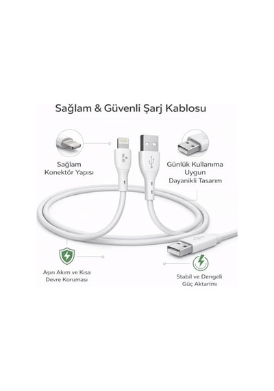 Lightning Uyumlu 1 Metre Şarj Kablosu 3.0a Hızlı Şarj Ve Veri Senkronizasyonu Akıllı Devre Korumalı, Günlük Kullanıma Dayanıklı Tasarım