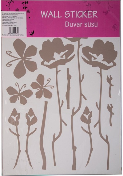 Defter Sticker,laptop Sticker Gri Çiçekli Pvc 48x33x0,5cm