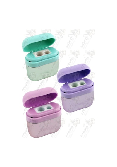 Kalemtraş 2 Li 3 Adet Kulaklık Kutulu Airpods Hazneli Jumbo Ve Standart Kalem Açacağı Plastik Kalemtıraş