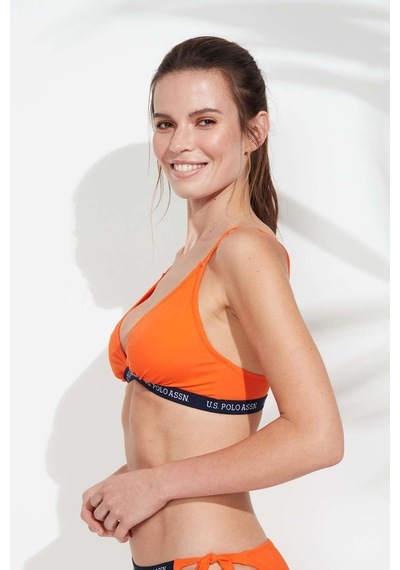 U.S. Polo Assn. Kadın Turuncu Geniş Üçgen Bikini Üst 21501