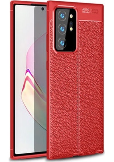 Samsung Galaxy Uyumlu Note 20 Ultra Kılıf Deri Silikon Yüzeyli Yüksek Kaliteli Silikondan Üretilmiş Premium Silikon Kapak Ryc/niss Kirmizi