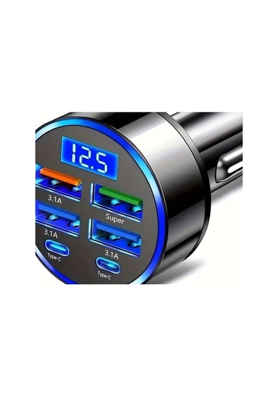 6 Portlu Hızlı Araç Şarj Cihazı 4 Usb + 2 Type-c Çıkışlı Dijital Göstergeli Oto Şarjı Evimdeyokyok