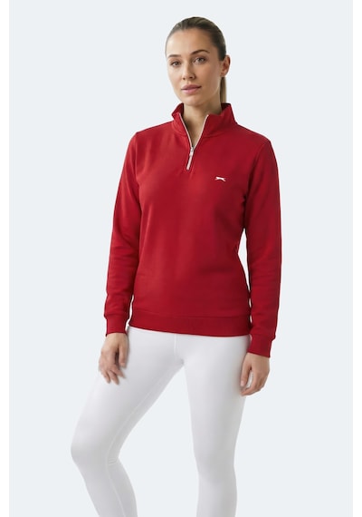 Slazenger Maxıs I Kadın Dik Yaka Fermuarlı Kırmızı Sweatshırt Kırmızı