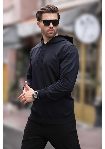 Madmext Lacivert Kapüşonlu Erkek Sweatshirt 7069 Lacivert