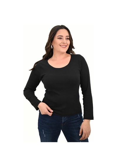 Kadın Büyük Beden Uzun Kollu Basic Bluz 1759-25 001