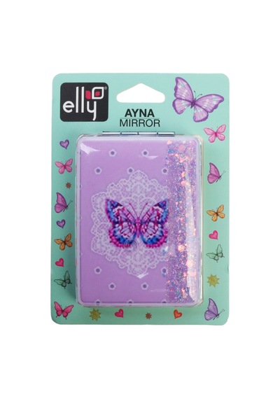 Elly Kelebek Desenli Çanta Tipi Makyaj Aynası Ellyayna0008pr Mor