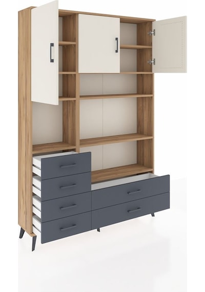 Arges Dolap 9 Raflı 6 Çekmeceli 3 Kapaklı 132x30x195 Çam-aytaşı/antrasit Aytası/antrasıt Arges Dolap 9 Raflı 6 Çekmeceli 3 Kapaklı 132x30x195 Çam-aytaşı/antrasit Aytası/antrasıt